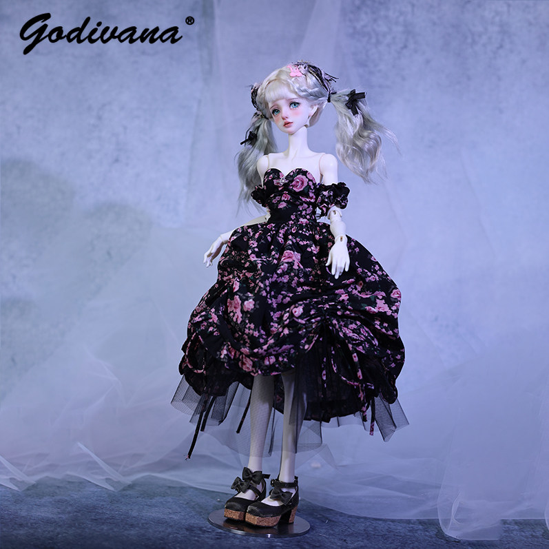 Midi Skirt Floral - Vestido para muñeca BJD de 1/4,