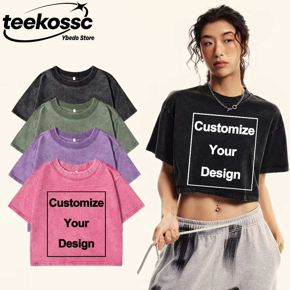 Crop Top Crochet - Camisetas Y2K personalizadas de algodón lavado