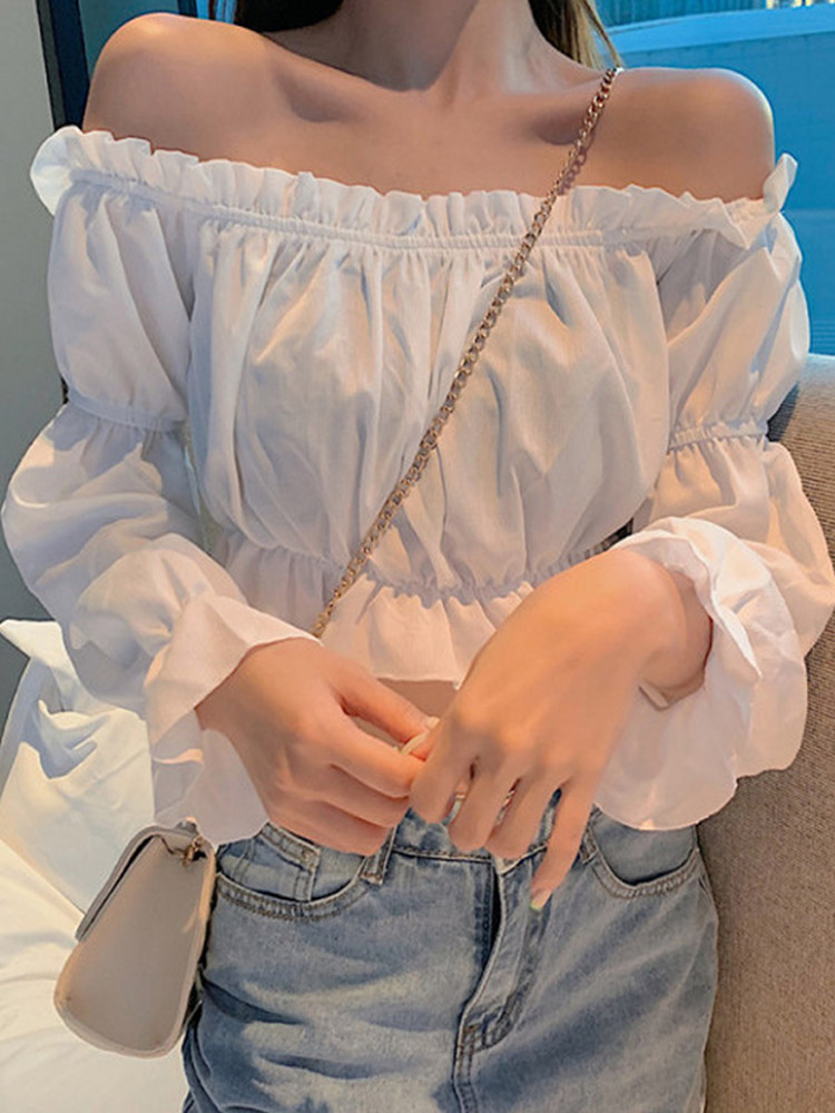 Top Sexy para mujer, blusa con - Blouse Off Shoulder reseña y precio