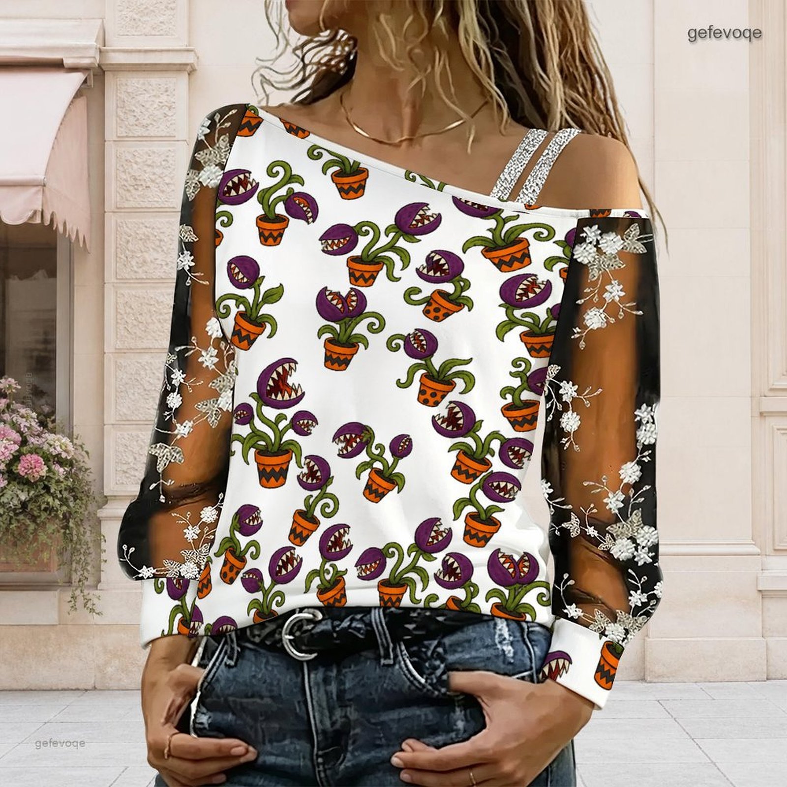 Blusa asimétrica para mujer co - Blouse Off Shoulder reseña y precio